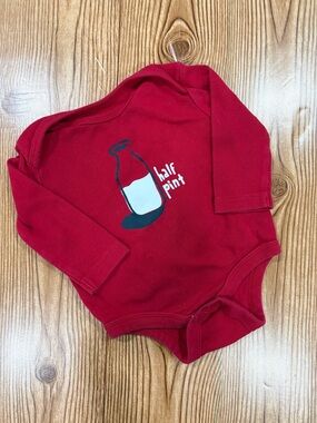 3/$12 Joe Fresh Red "Half Pint" Baby Bodysuit Onesie Size 0-3 Months